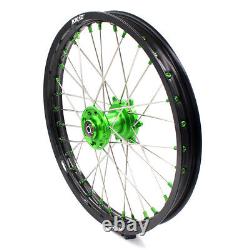 KKE 19/16 Spoked Kid's Big Wheels Set Fit KAWASAKI KLX140 16-2017 Green Nipples