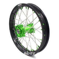 KKE 19/16 Spoked Kid's Big Wheels Set Fit KAWASAKI KLX140 16-2017 Green Nipples