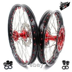 KKE 21/18'' Enduro Wheels Fit Honda XR650R 2000-2008 CNC Red Cast Hub and Nipple