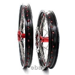 KKE 21/18'' Enduro Wheels Fit Honda XR650R 2000-2008 CNC Red Cast Hub and Nipple