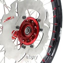 KKE 21/18'' Enduro Wheels Fit Honda XR650R 2000-2008 CNC Red Cast Hub and Nipple
