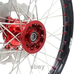KKE 21/18'' Enduro Wheels Fit Honda XR650R 2000-2008 CNC Red Cast Hub and Nipple