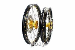 KKE 21/19 CNC Anodized Gold Hub Wheels Fit SUZUKI RM125 01-2007 RM250 2001-2008