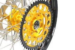 KKE 21/19 CNC Anodized Gold Hub Wheels Fit SUZUKI RM125 01-2007 RM250 2001-2008