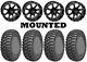 Kit 4 AMS M1 Evil Tires 26x9-12 on Quadboss Grinder Matte Black Wheels 550