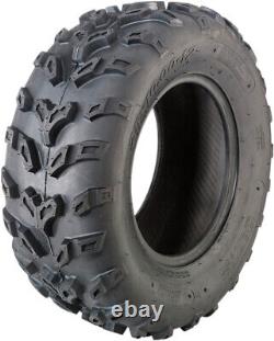 Kit 4 Moose Splitter Tires 26x9-12 on Quadboss Grinder Matte Black Wheels CAN