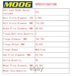 MOOG Wheel Hub Assembly Front Rear For Ford Taurus Edge Flex Lincoln MKS