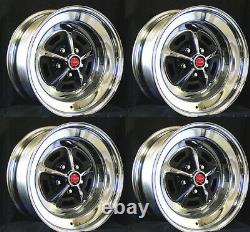 Magnum 500 Wheels 15x7 Set of Complete With Caps and Lug Nuts 15x7 Red Centers