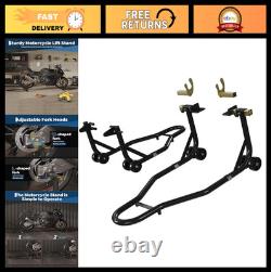 Motorcycle Lift Stand for Front & Rear Wheels, 900LBS Capacity, Adjustable Swing