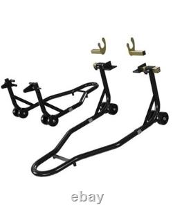 Motorcycle Lift Stand for Front & Rear Wheels, 900LBS Capacity, Adjustable Swing