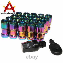 NEO CHROME EXTENDED DUST CAP STEEL LUG NUTS WHEEL RIMS TUNER M12x1.5 WITH LOCK