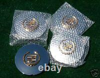 NEW Chrome Gold Center Caps Set of 4 fit OEM Factory Cadillac Wheels Cap Covers