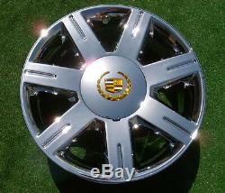NEW OEM Factory CADILLAC Logo Chrome Gold CENTER CAPS DTS Deville Eldorado Wheel