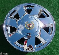 NEW OEM Factory CADILLAC Logo Chrome Gold CENTER CAPS DTS Deville Eldorado Wheel