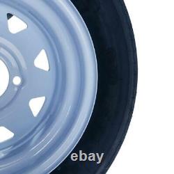 New 2 5.30-12 LRC Bias Trailer Tires on 12 4 Lug White Trailer Wheels 5.30x12