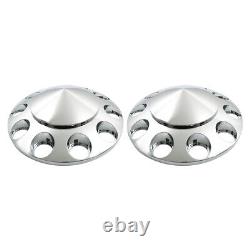 New 33mm Chrome Hub Cover Kit Front Rear Semi Truck Wheel Axle Covers Spiked
