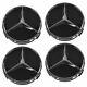 OEM Raised Chrome & Black Wheel Center Cap Set of 4 for Mercedes Benz New