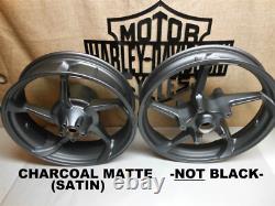 Oem Harley'09-19 Touring Charcoal Matte Aggressor Wheels 19 Front 18 Rear