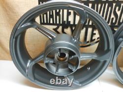 Oem Harley'09-19 Touring Charcoal Matte Aggressor Wheels 19 Front 18 Rear