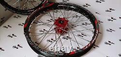 Pit Bike wheels. Black 17 Front 14 Rear 15mm SDG red billet hubs