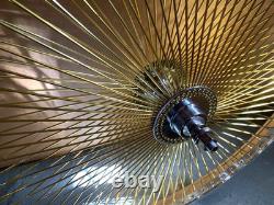 Polished Silver Bicycle Wheelset 26 x 144 GOLD Spoke FREEWHEEL BMX Cruiser Bike