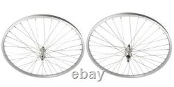 Pro+ 26x 1 3/8 Front / Freewheel Alloy Bicycle 36 Spoke Rim 14g 3/8 Axle Silver