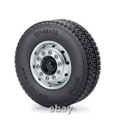 RCBATER 8x CNC Front+Rear Wheel Hex Hub Rim & Tires For 1/14 Tamiya 8x8 RC Truck