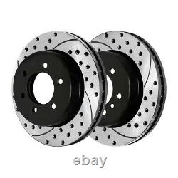 Rear Drilled Slotted Brake Rotors Black & Ceramic Pads Kit for Ford F-150