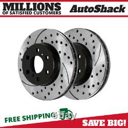 Rear Drilled Slotted Disc Brake Rotors Pair 2 for Chevy Silverado 1500 Tahoe V8