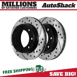 Rear Drilled Slotted Disc Brake Rotors Pair 2 for Chevy Silverado 2500 HD V8