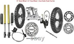 Rear Front End Fork 17/14 Wheel Kit 90/100-14 70/100-17 Tire Pit Bike 125 150cc