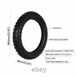 Rear Tire and Inner Tube Set 90/100-16 for 50cc-150cc Dirt Pit Bike CRF150F