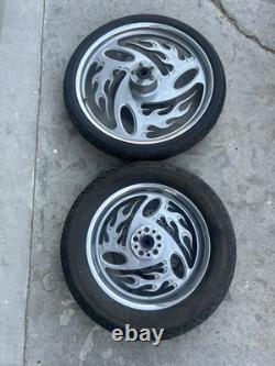 RevTech Inferno Flame Wheels 21 Front 16 Rear Harley Davidson Chopper Custom