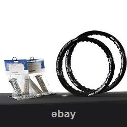 SM Pro Black Rims & Spoke Kits Kawasaki KLX110 Front & Rear BBR Excel KLX