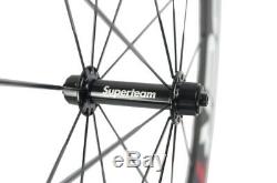 SUPERTEAM 700C Carbon Wheelset 50mm Depth Front/Rear Bicycle 3k Weave Wheels