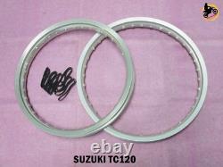 SUZUKI TC120 FRONT+ REAR ALUMINIUM SILVER WHEEL RIM SET nan4414