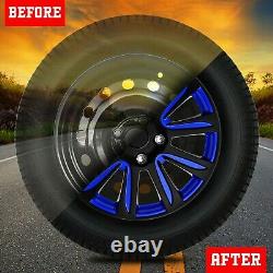 Set 4 Hubcaps 16 Wheel Cover Marina Black BLUE ABS Easy Install