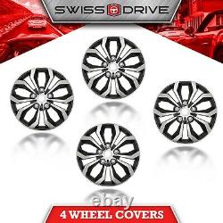 Set of 4 Hubcaps 17 SWISS DRIVE Wheel CoverSPACHROME & BLACK ABS Easy Install