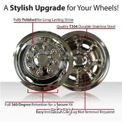 Set of Four 16 8 Lug 4 Hole Dually Wheel Simulators Polished Stainless Steel