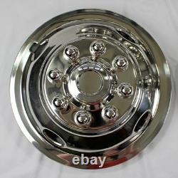 Set of Four 16 8 Lug 4 Hole Dually Wheel Simulators Polished Stainless Steel