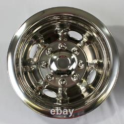Set of Four 16 8 Lug 4 Hole Dually Wheel Simulators Polished Stainless Steel