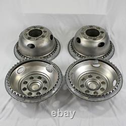 Set of Four 16 8 Lug 4 Hole Dually Wheel Simulators Polished Stainless Steel