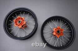 Spoked Supermoto Front + Rear Wheels Rims KTM SXF 450 SX-F 2017-2018 17/17