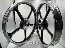 Sport Rims Honda C70 Passport 1 Pair Black With Bearing Bush 5 SPOKES 17 in