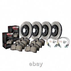 StopTech Rear & Front Brake Pads & Rotor withBrake Lines 4 Wheel Sold as a Kit