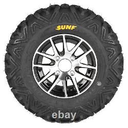 SunF 25x10-12 A033 ATV Tire & Black Machined 12x7 TSY Fujin 4x110 5+2 Rim Wheel