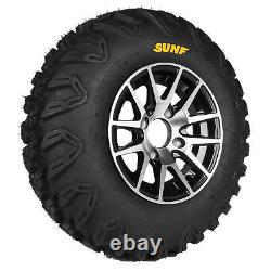 SunF 27x9R12 A043 ATV Tire & Black Machined 12x7 TSY Fujin 4x110 5+2 Rim Wheel