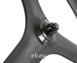 Superteam 65mm Carbon Fiber Tri Spoke Wheelset Road Bike 3 spokes Carbon Wheels