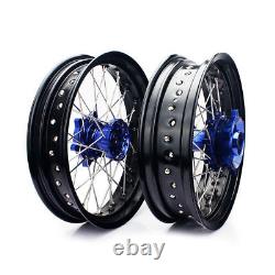 Suzuki DR650 1996-2023 Supermoto Wheels set 17 Supermotard Black blue hub
