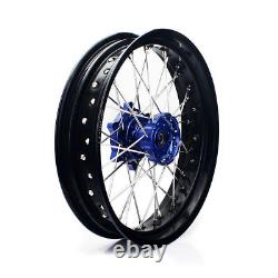 Suzuki DR650 1996-2023 Supermoto Wheels set 17 Supermotard Black blue hub